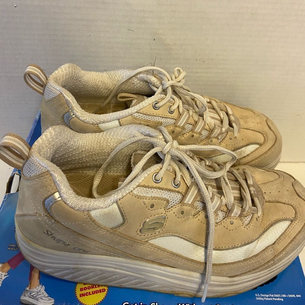 Skechers shape up natural color size 7.5 Y2K laces‎ Platform sneakers
